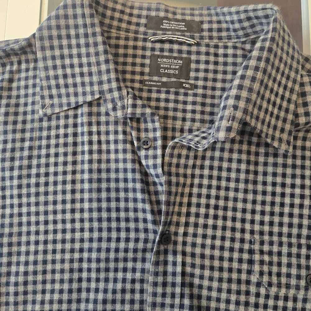 Nordstrom Men's Blue Checkered Shirt XXL